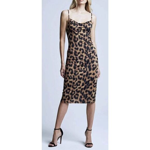 l'agence TAMI COWL NECK SLIP DRESS in Brown & Black NWT Size 4 - Picture 2 of 7